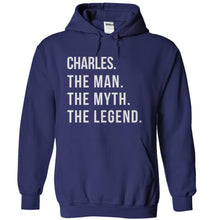Load image into Gallery viewer, Charles. The Man. The Myth. The Legend. - T Shirt - navyblue_69ee7c6e-51a0-4caa-bb0d-1607bf8f77cc