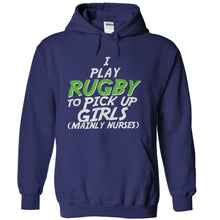 Load image into Gallery viewer, I Play Rugby To Pick Up Girls - T Shirt - navyblue_6b4c89b2-0b83-4044-9512-4575a2ac591b