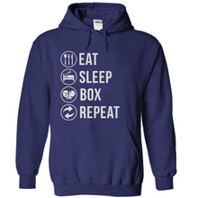 Load image into Gallery viewer, Eat. Sleep. Box. Repeat. - T Shirt - navyblue_7376bf9e-8788-434a-8684-52c3d61eecf3