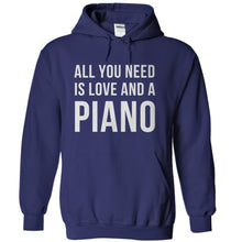 Load image into Gallery viewer, All You Need is Love and a Piano - T Shirt - navyblue_78f524b0-0672-4e8c-9cd1-502914e0a5c0