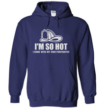 Load image into Gallery viewer, I Come With My Own Firefighter - T Shirt - navyblue_855112bb-21bb-4039-85af-f30dd4ee3066