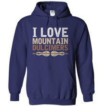 Load image into Gallery viewer, I Love Mountain Dulcimers - T Shirt - navyblue_87e6c032-88c9-4b85-a05b-9e95758a8b80