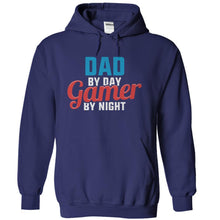 Load image into Gallery viewer, Dad By Day. Gamer By Night - T Shirt - navyblue_8d05631d-8f12-4529-80a8-71f04a9b56a2