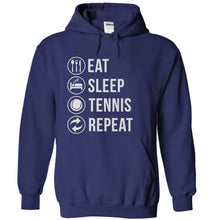 Load image into Gallery viewer, Eat Sleep Tennis Repeat - T Shirt - navyblue_91b188cb-e16e-4657-9f3b-cc7ab278ca3f