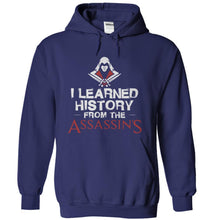 Load image into Gallery viewer, I Learned History From the Assassins - T Shirt - navyblue_9e525bd9-9eb8-4f1d-a796-874f79924aaa