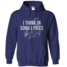 Load image into Gallery viewer, I Think In Song Lyrics - T Shirt - navyblue_9f4097d9-49a2-4da6-94bf-34bdc403aa80