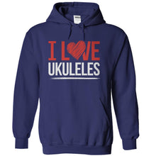 Load image into Gallery viewer, I Love Ukuleles - T Shirt - navyblue_b35ad1dc-8034-44e6-b5b0-0a9fe8dca503