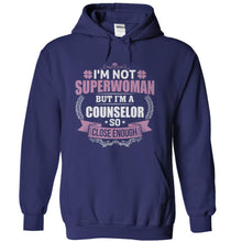 Load image into Gallery viewer, I'm Not Superwoman, But I'm a Counselor - T Shirt - navyblue_b67f0eda-d82f-4434-8576-5a17e59fa872