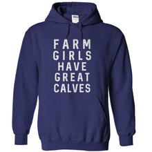 Load image into Gallery viewer, Farm Girls Have Great Calves - T Shirt - navyblue_b963ff20-ffa2-4139-bb29-71acf01c0efe