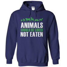 Load image into Gallery viewer, Animals Should Be Loved, Not Eaten - T Shirt - navyblue_c3660df7-caa1-44ee-b08c-f5456cf70960