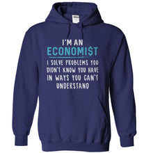 Load image into Gallery viewer, I'm an Economist. I Solve Problems. - T Shirt - navyblue_c516eab3-b136-4e7f-b574-a7e4e19ea736