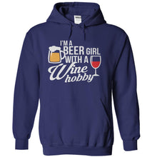 Load image into Gallery viewer, I'm A Beer Girl With a Wine Hobby - T Shirt - navyblue_caa2f62b-ae97-4568-97ec-670a9b763151
