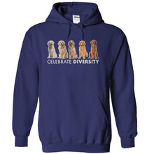 Load image into Gallery viewer, Celebrate Diversity - Golden Retrievers - T Shirt - navyblue_d873261e-59de-4034-8dbb-26184186199a
