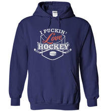 Load image into Gallery viewer, I Puckin' Love Hockey - T Shirt - navyblue_d965ccbf-5d8b-4425-85fa-836d9d347569