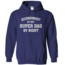 Load image into Gallery viewer, Economist by Day, Super Dad by Night - T Shirt - navyblue_dd2534c3-5741-46a1-a337-56407669bfd6