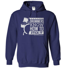 Load image into Gallery viewer, Drummers Know How To Stick It - T Shirt - navyblue_df0e45ed-9259-4501-a6b9-606ddf5472c5