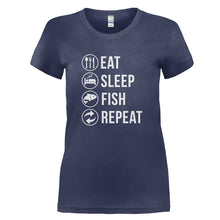 Load image into Gallery viewer, Eat. Sleep. Fish. Repeat. - T Shirt - navyblue_e5bed59b-1523-4dc4-ab61-0fac4c7f0acb