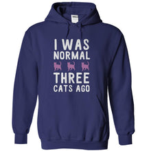 Load image into Gallery viewer, I Was Normal 3 Cats Ago - T Shirt - navyblue_e91e439d-52f8-4c7b-b9a4-b82699294d62