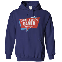 Load image into Gallery viewer, Engineer By Day, Gamer By Night - T Shirt - navyblue_f5adaa53-2b7d-4533-94dd-105540debbeb