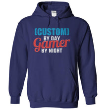 Load image into Gallery viewer, (Custom) By Day. Gamer By Night - Personalized - T Shirt - navyblue_f5fbd92f-fe62-46b7-900d-197672bc2f3e