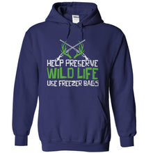 Load image into Gallery viewer, Help Preserve Wildlife, Use Freezer Bags - T Shirt - navyblue_f7c7ccab-beb5-420f-a8aa-e2f90760ace0