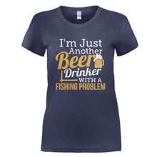 Load image into Gallery viewer, Just A Beer Drinker With a Fishing Problem - T Shirt - navyblue_fb256e1e-0dde-4364-a470-c28745af6ae9