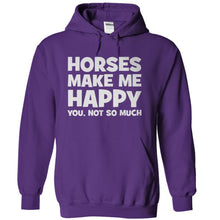Load image into Gallery viewer, Horses Make Me Happy - T Shirt - purple_10fee329-455f-464c-9769-b7e610a9cbc1