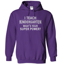 Load image into Gallery viewer, I Teach Kindergarten What's Your Super Power - T Shirt - purple_1b9aa720-69f1-4fdf-b237-f26cb79d627a