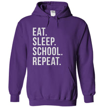 Load image into Gallery viewer, Eat. Sleep. School. Repeat. - T Shirt - purple_31ee1cad-f2a3-419d-9fb9-a66c40384874