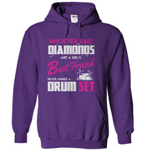 Load image into Gallery viewer, Drums Are A Girl's Best Friend - T Shirt - purple_437fa0d1-1b52-48bc-8bec-46310027ed06