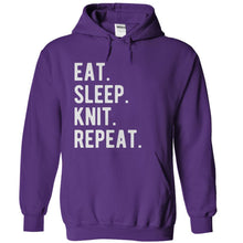 Load image into Gallery viewer, Eat. Sleep. Knit. Repeat. - T Shirt - purple_44d32dc5-959e-4fac-b40c-a1e7f9c54123