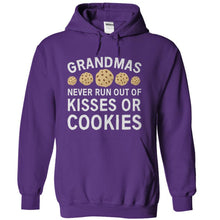 Load image into Gallery viewer, Grandmas Never Run Out of Kisses or Cookies - T Shirt - purple_4861684b-be8b-46ac-880b-88ec9f905df2