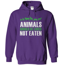 Load image into Gallery viewer, Animals Should Be Loved, Not Eaten - T Shirt - purple_4e6086ae-f413-4946-83fa-50e259e105d5