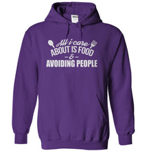 Load image into Gallery viewer, All I Care About is Food and Avoiding People - T Shirt - purple_5337c1a7-4aed-4254-bcf5-19455cba8b97