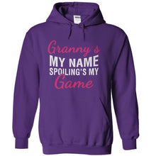 Load image into Gallery viewer, Granny's My Name. Spoiling's My Game. - T Shirt - purple_6a5a9560-3b89-4917-9cee-d074b1c5284b