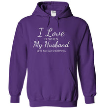 Load image into Gallery viewer, I Love It When My Husband Lets Me Go Shopping - T Shirt - purple_7797bfe6-e5af-4418-91cf-059993c492f4