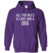 Load image into Gallery viewer, All You Need Is Love And A Dog - T Shirt - purple_eb591465-32c5-4992-8697-fcb72b615087