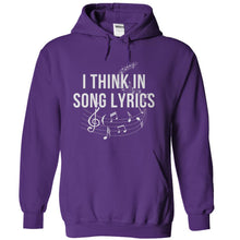 Load image into Gallery viewer, I Think In Song Lyrics - T Shirt - purple_f5af65ad-39d5-4efe-9d87-af259cc93942