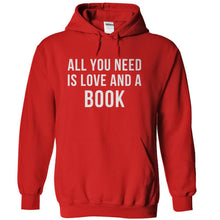 Load image into Gallery viewer, All You Need Is Love And A Book - T Shirt - red_2c6f475d-2f95-4e09-accc-8fc75a990423