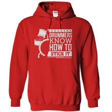 Load image into Gallery viewer, Drummers Know How To Stick It - T Shirt - red_e3f88dde-9adc-40db-9184-9e3ec4230c53