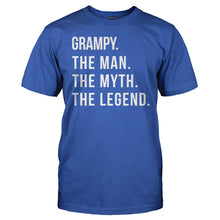 Load image into Gallery viewer, Grampy. The Man. The Myth. The Legend. - T Shirt - royal_efba6cad-b8f5-4bf7-9285-93779990fae3