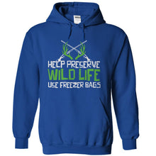 Load image into Gallery viewer, Help Preserve Wildlife, Use Freezer Bags - T Shirt - royalblue_1c0923b1-537a-4dd1-a8e1-3ba12533930a