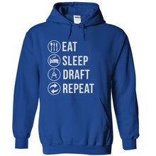 Load image into Gallery viewer, Eat. Sleep. Draft. Repeat. - T Shirt - royalblue_27db38b6-87fb-4d40-b596-1af7bca71055