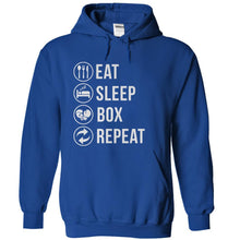 Load image into Gallery viewer, Eat. Sleep. Box. Repeat. - T Shirt - royalblue_642b1e07-f077-4b18-b5a1-18aefbdee8b6
