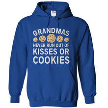 Load image into Gallery viewer, Grandmas Never Run Out of Kisses or Cookies - T Shirt - royalblue_804a3ab5-b860-401d-bb06-4797350bca63