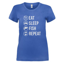 Load image into Gallery viewer, Eat. Sleep. Fish. Repeat. - T Shirt - royalblue_9dc93857-f681-4f7b-abfd-e4ce3e185843