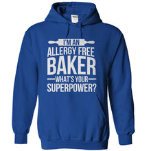 Load image into Gallery viewer, I'm An Allergy Free Baker, What's Your Superpower? - T Shirt - royalblue_a1f47440-a667-46e5-ba75-7649c3745fc3