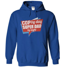 Load image into Gallery viewer, Cop By Day. Super Dad By Night - T Shirt - royalblue_bef9dd78-a60b-40b1-ab08-4ac879b56e39