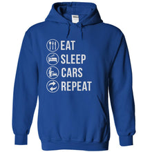Load image into Gallery viewer, Eat. Sleep. Cars. Repeat. - T Shirt - royalblue_bf723086-9b33-47f4-ab2f-6eb684620c11
