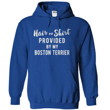 Load image into Gallery viewer, Hair On Shirt Provided By My Boston Terrier - T Shirt - royalblue_c9e0f601-66ee-4b84-bbc4-4bb7ed8b3846